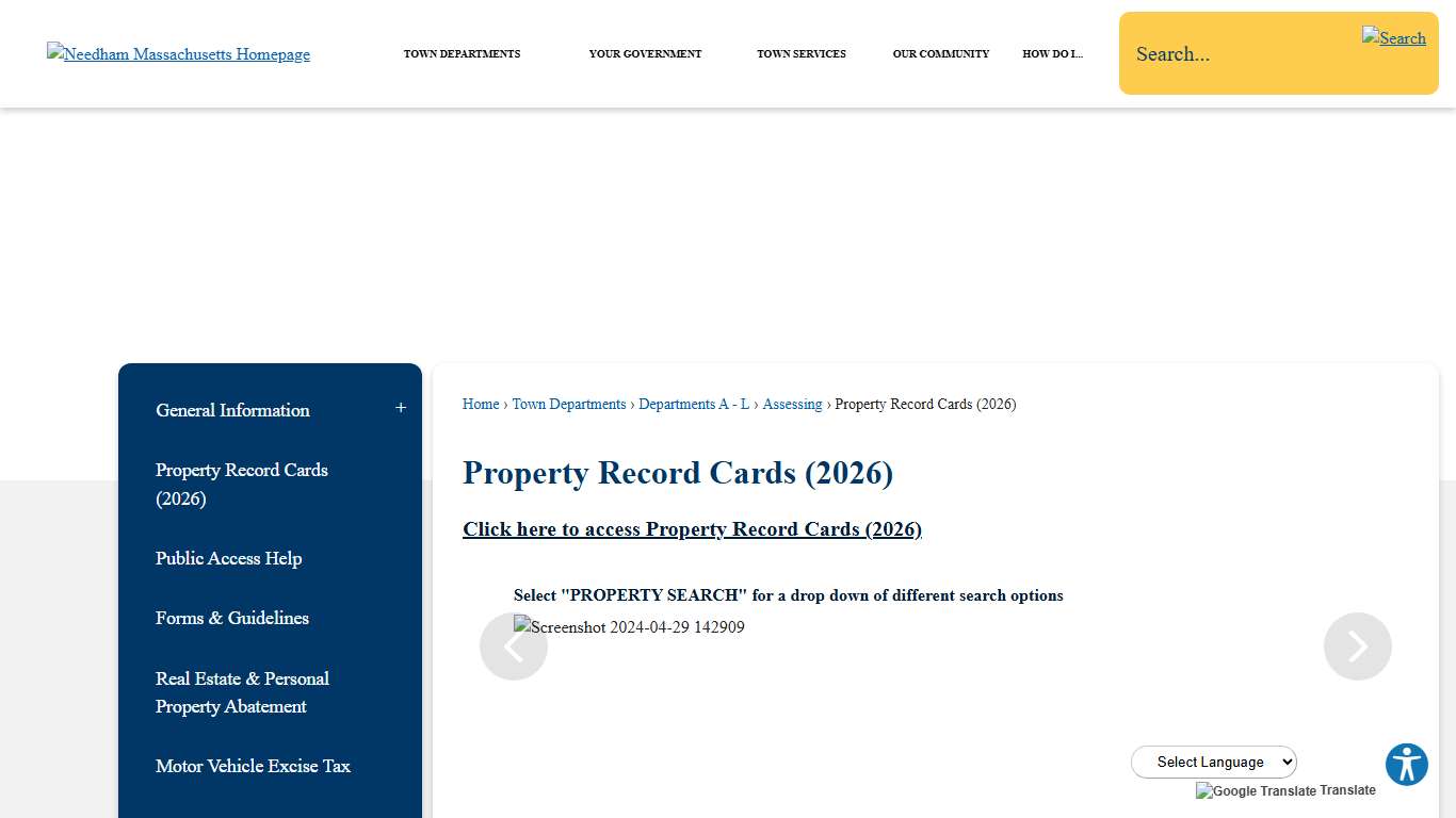 Property Record Cards (2026) | Needham, MA